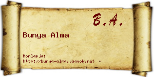 Bunya Alma névjegykártya